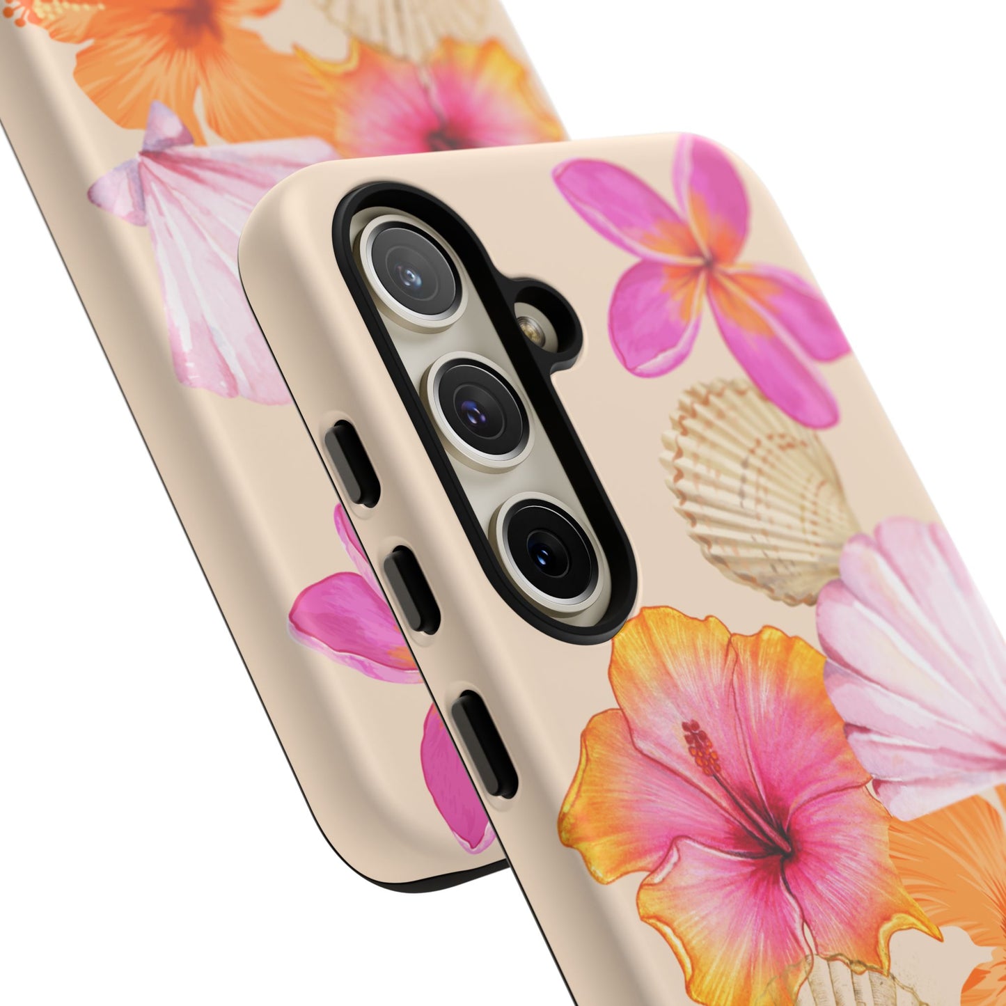 SAMSUNG Tropical Floral and Seashell Tough Phone Case l Vibrant Summer Accessory, Durable Tough Case for All Occasions