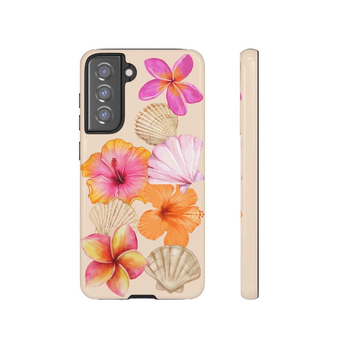 SAMSUNG Tropical Floral and Seashell Tough Phone Case l Vibrant Summer Accessory, Durable Tough Case for All Occasions