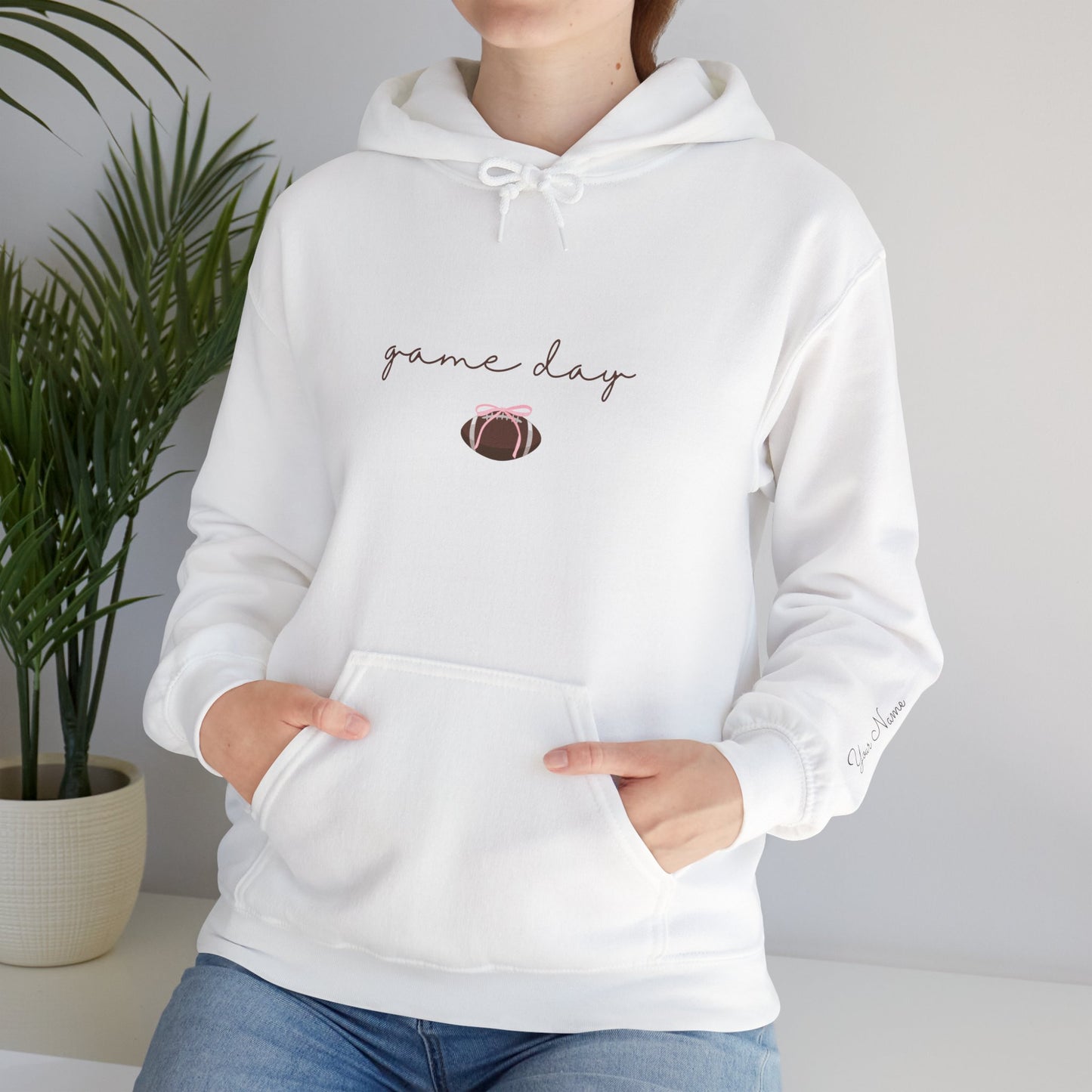 CUSTOMIZABLE "Game Day" Cozy Football Graphic Hoodie - Perfect for Game Day, Casual Wear, Gift for Sports Fans, Unisex Sweatshirt