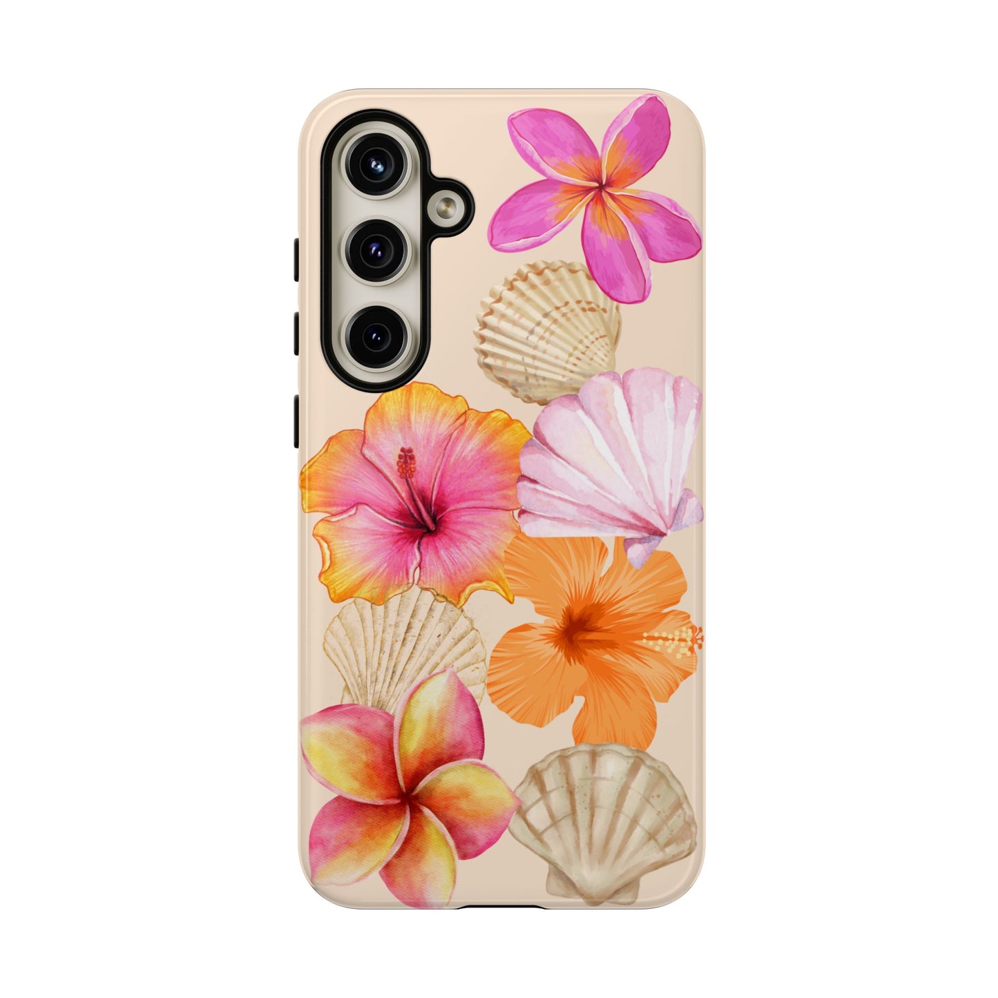 SAMSUNG Tropical Floral and Seashell Tough Phone Case l Vibrant Summer Accessory, Durable Tough Case for All Occasions