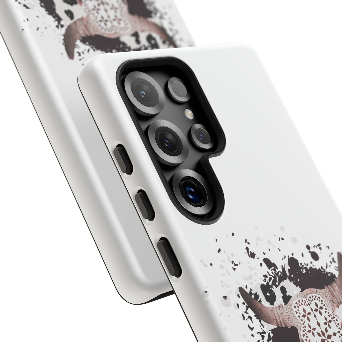 SAMSUNG Bull Skull with Cow Print Tough Phone Case l Gift for Him, Western Style