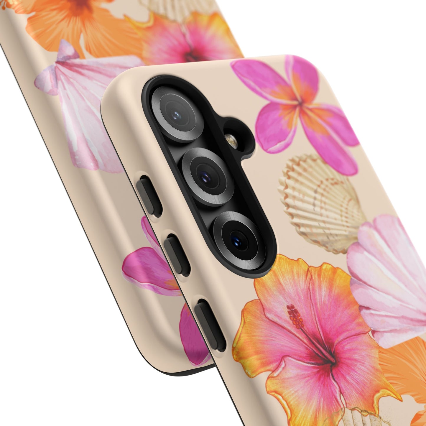 SAMSUNG Tropical Floral and Seashell Tough Phone Case l Vibrant Summer Accessory, Durable Tough Case for All Occasions