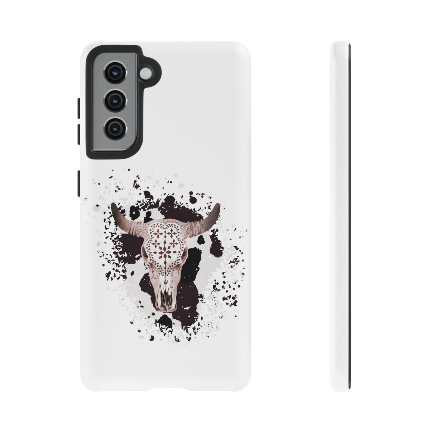 SAMSUNG Bull Skull with Cow Print Tough Phone Case l Gift for Him, Western Style