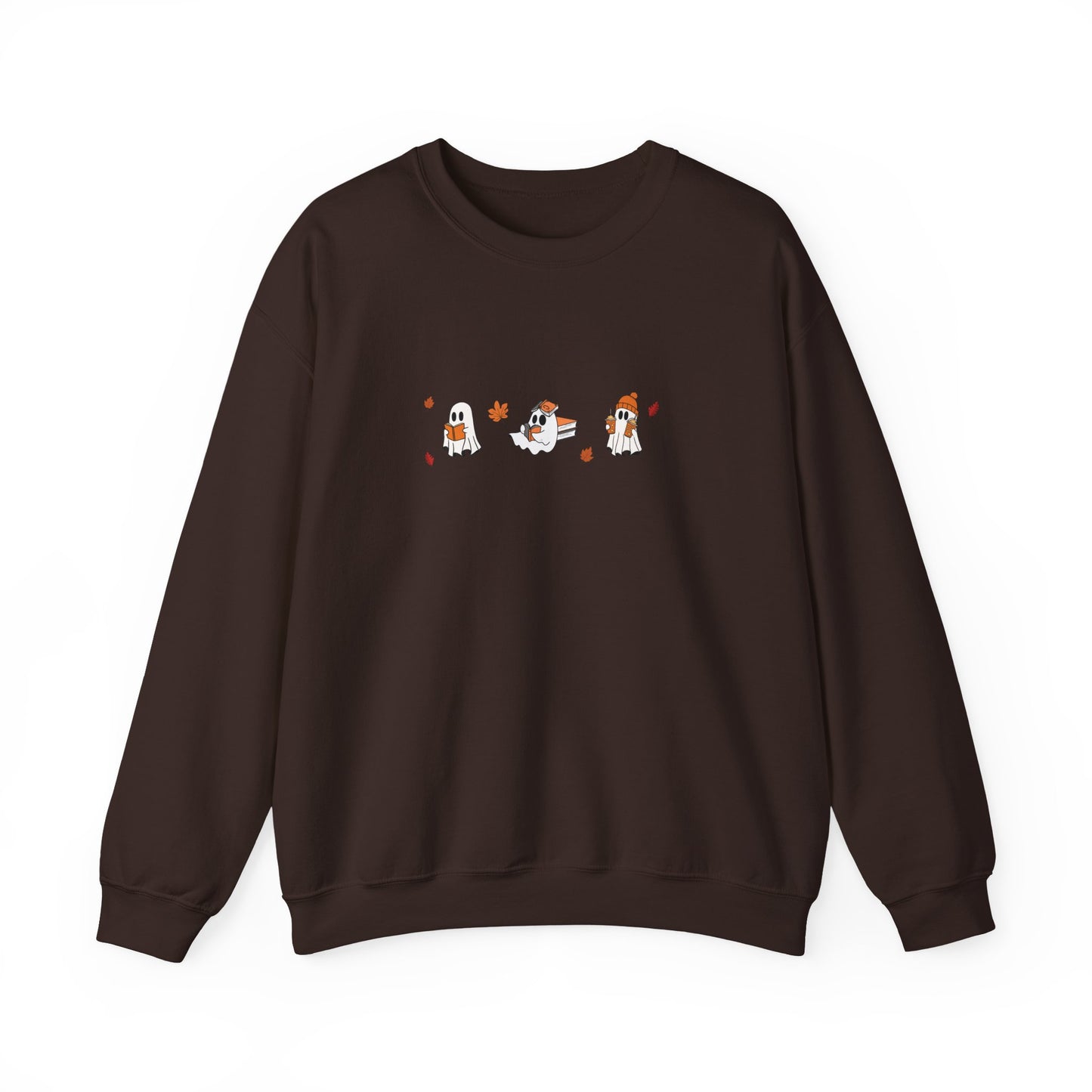 Cute Ghosts with Books Cozy Unisex Crewneck Sweatshirt l Perfect for Holidays, Casual Wear, Gifts, Winter, Relaxed Style