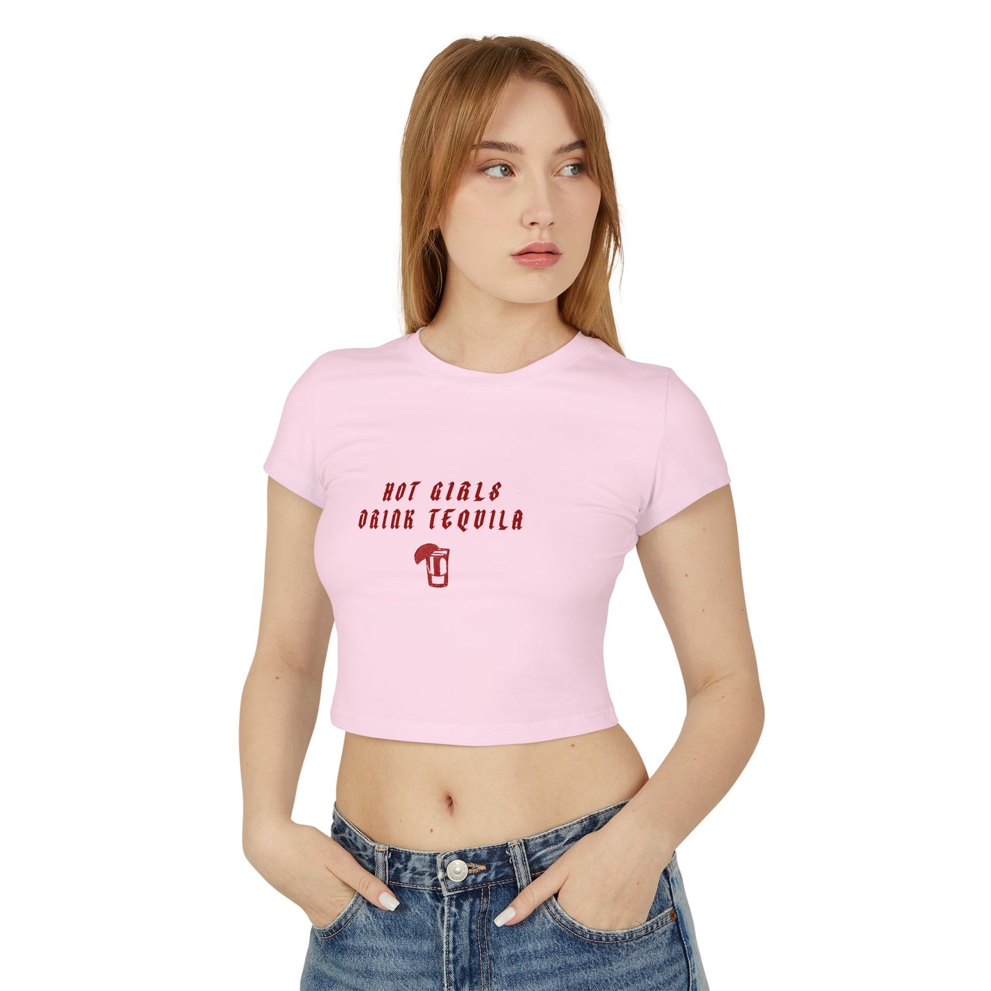 Hot Girls Drink Tequila Baby Tee - Trendy Cropped Top for Fun Nights Out