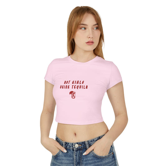 Hot Girls Drink Tequila Baby Tee - Trendy Cropped Top for Fun Nights Out