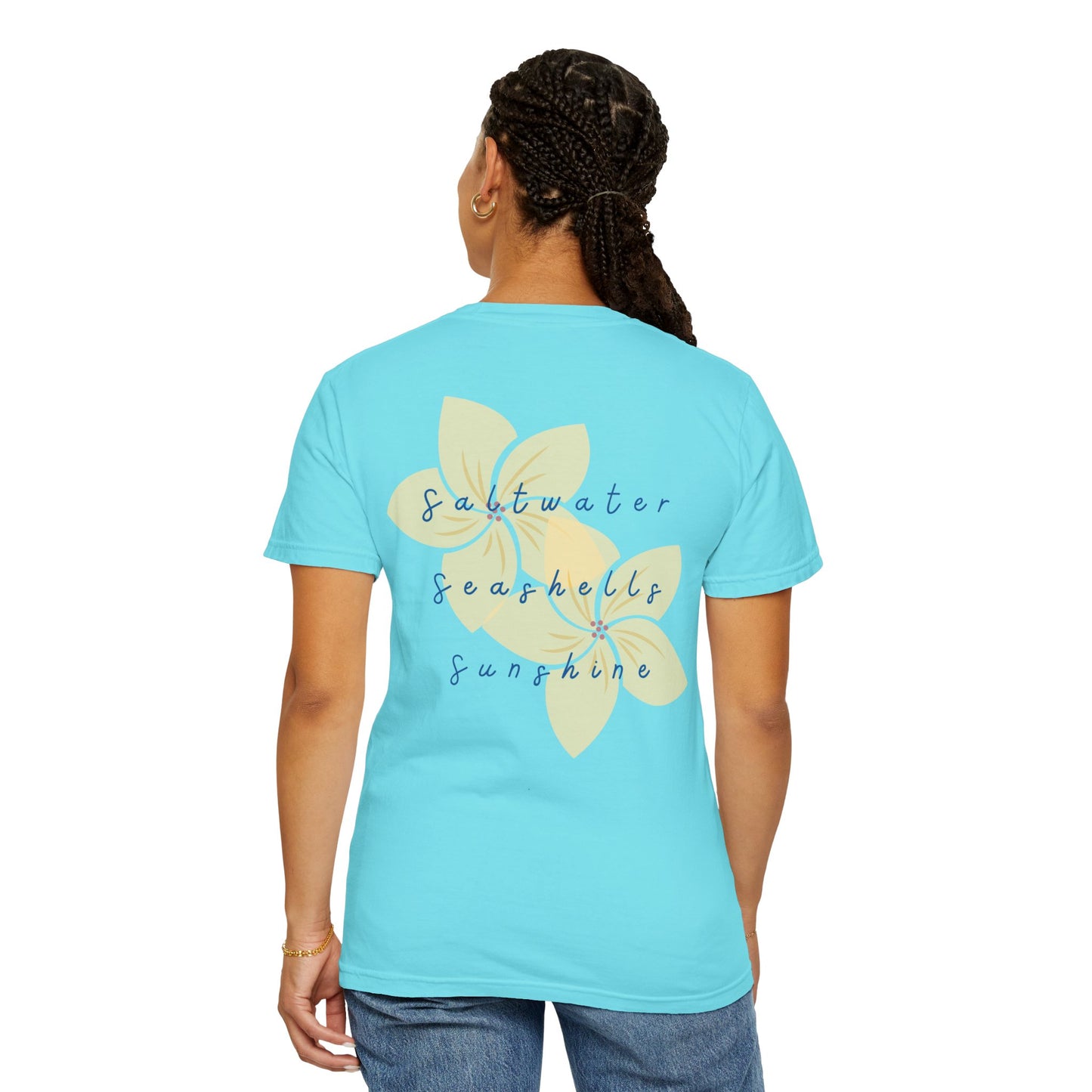 "Saltwater, Seashells, Sunshine" Garment-Dyed T-Shirt l Coastal Vibes, Relaxed Fit, Beachwear