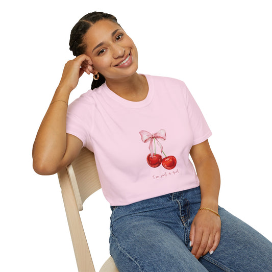 Cute Cherry Graphic T-Shirt - "I’m Just a Girl"