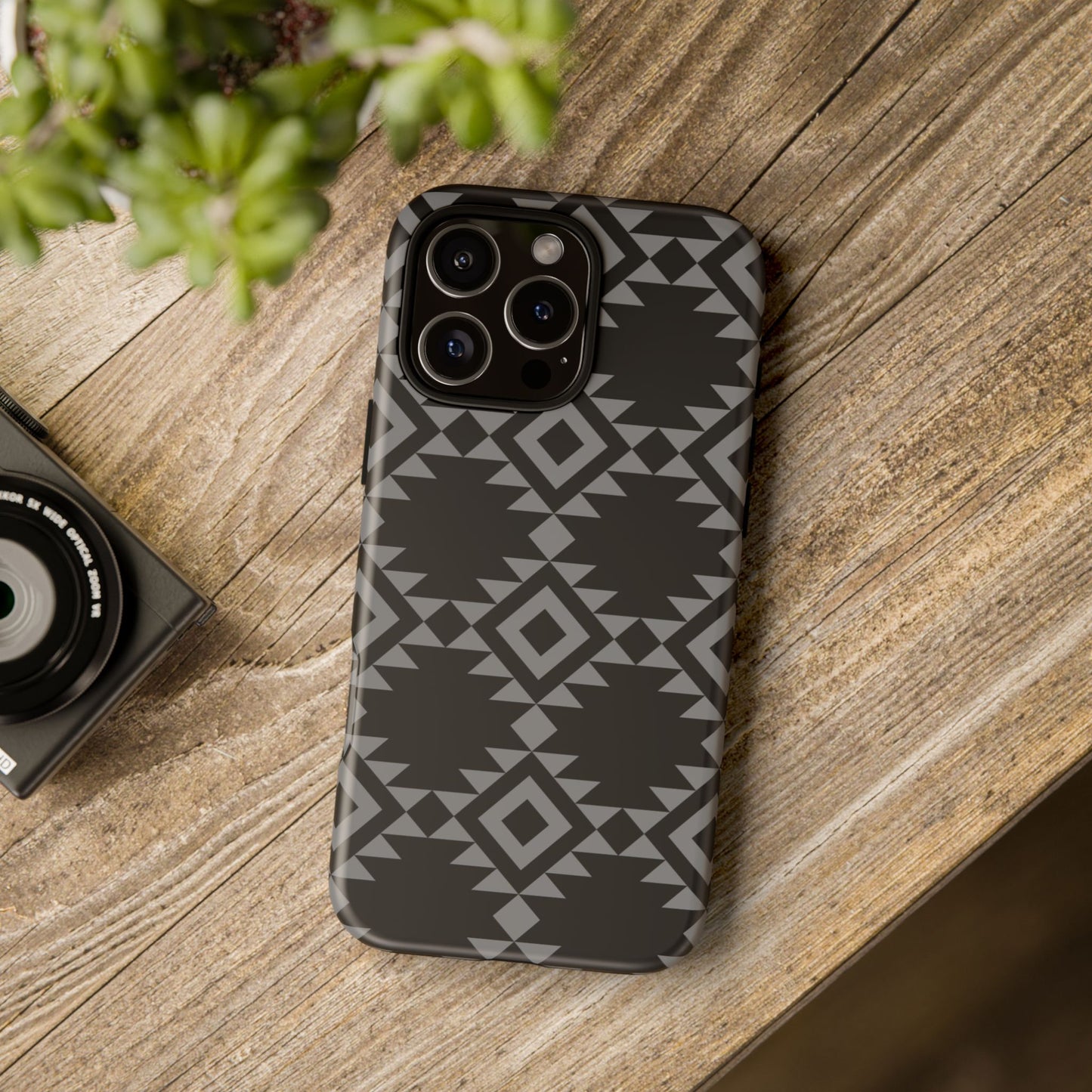 iPHONE Tribal Pattern Black and Grey Tough Phone Case | MADE FOR HIM AND HER