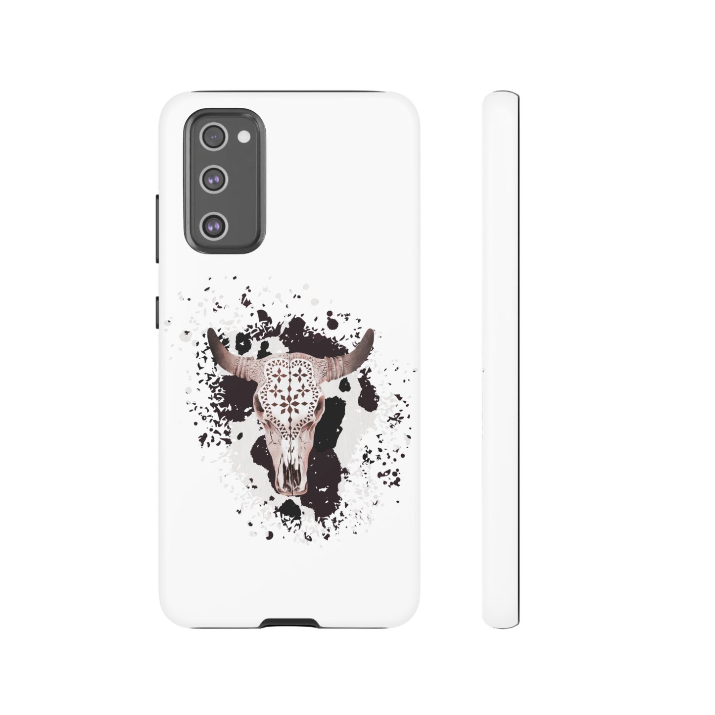 SAMSUNG Bull Skull with Cow Print Tough Phone Case l Gift for Him, Western Style