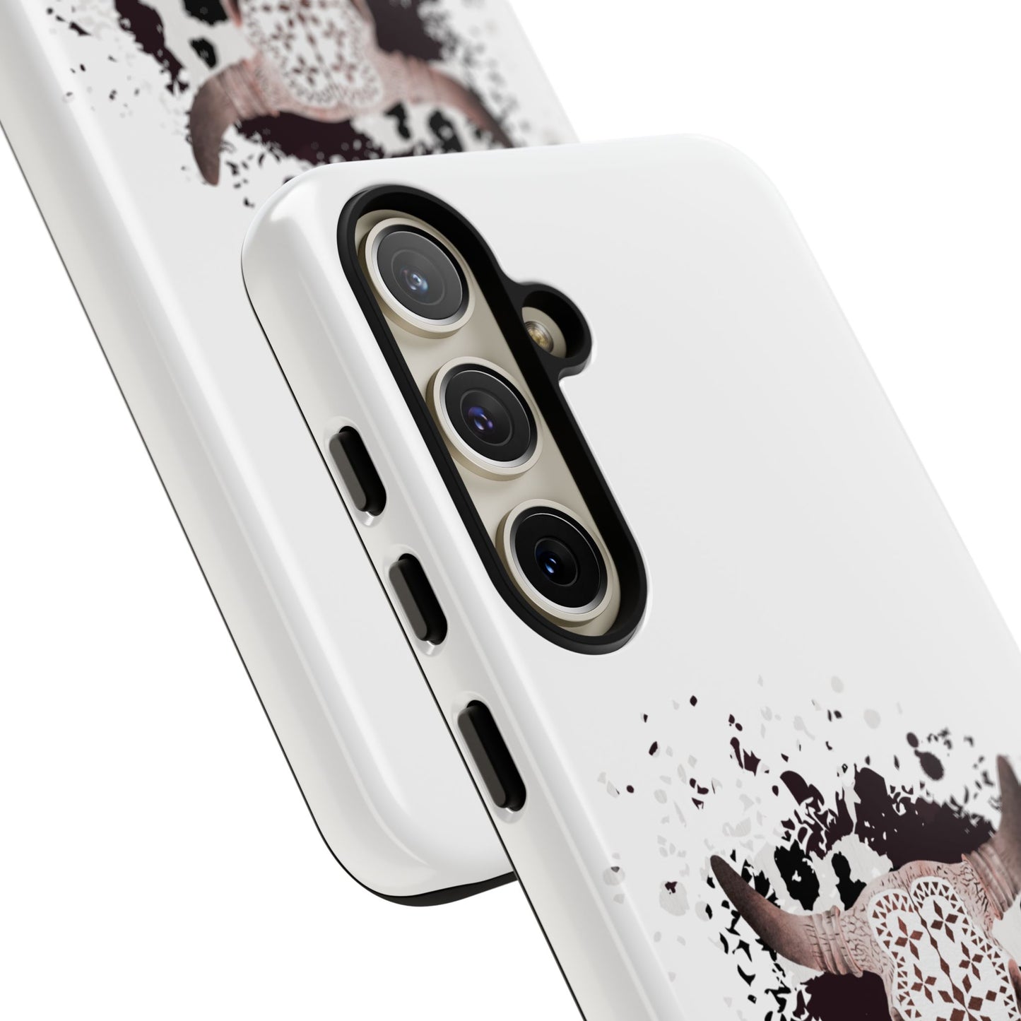 SAMSUNG Bull Skull with Cow Print Tough Phone Case l Gift for Him, Western Style
