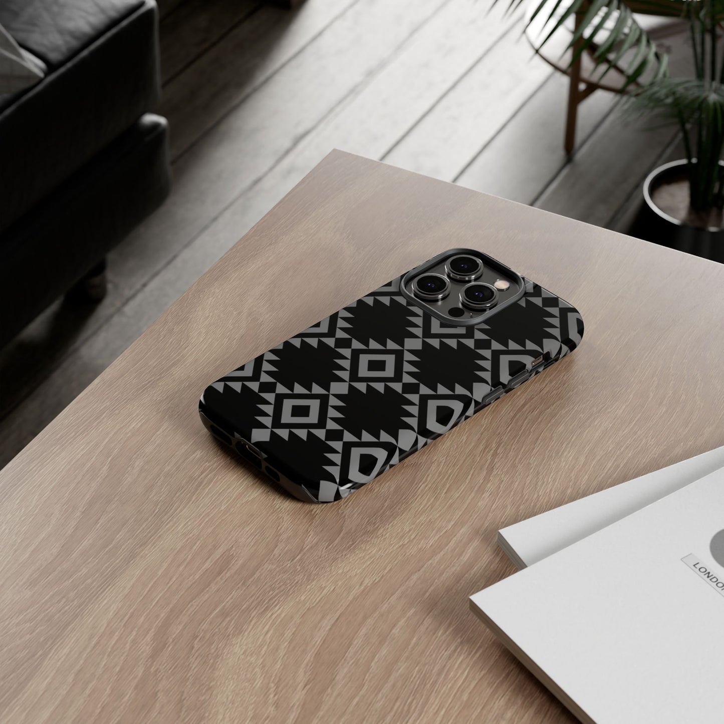 iPHONE Tribal Pattern Black and Grey Tough Phone Case | MADE FOR HIM AND HER