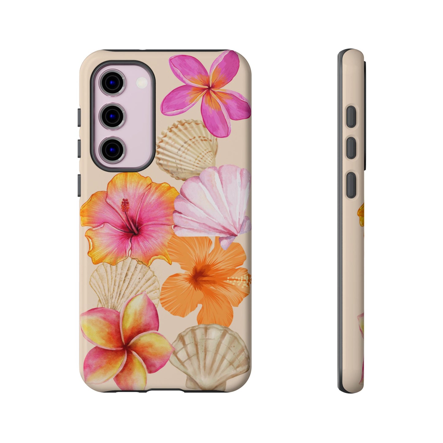 SAMSUNG Tropical Floral and Seashell Tough Phone Case l Vibrant Summer Accessory, Durable Tough Case for All Occasions