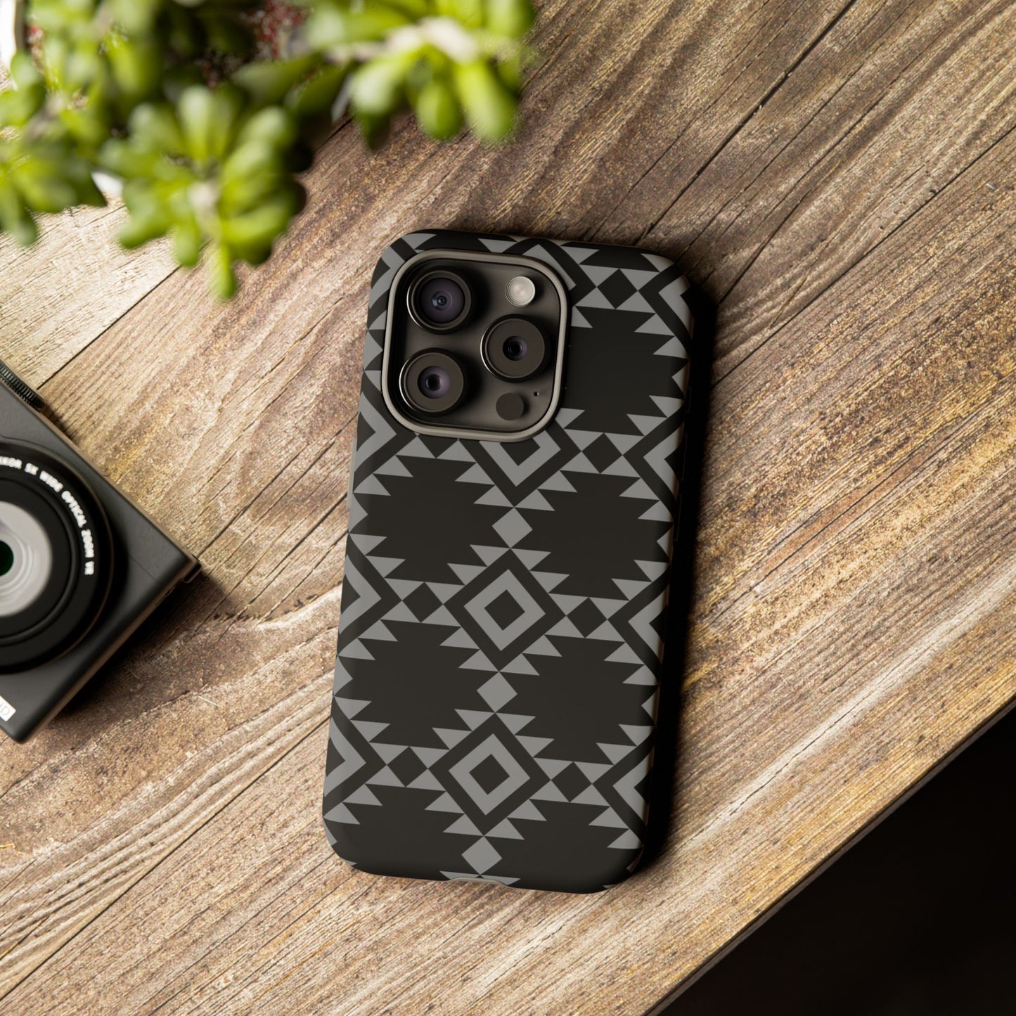 iPHONE Tribal Pattern Black and Grey Tough Phone Case | MADE FOR HIM AND HER