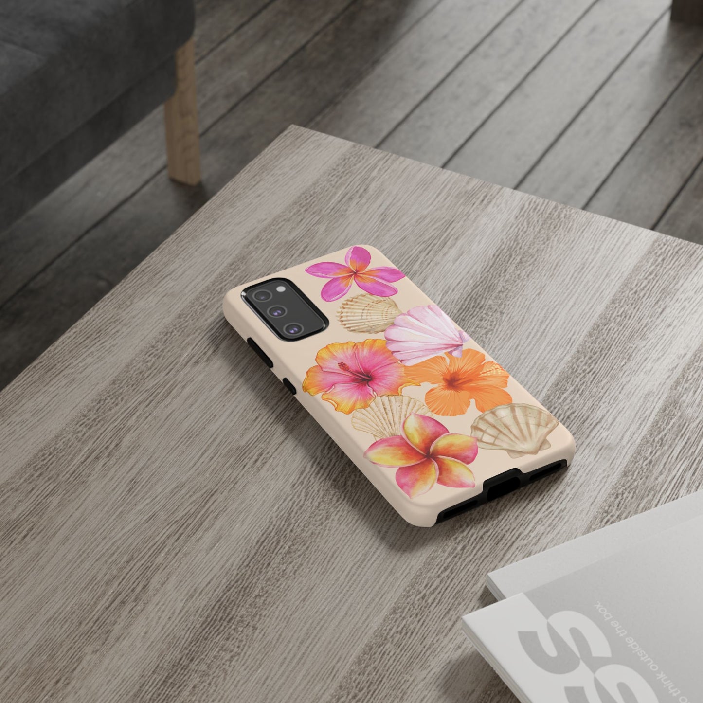 SAMSUNG Tropical Floral and Seashell Tough Phone Case l Vibrant Summer Accessory, Durable Tough Case for All Occasions