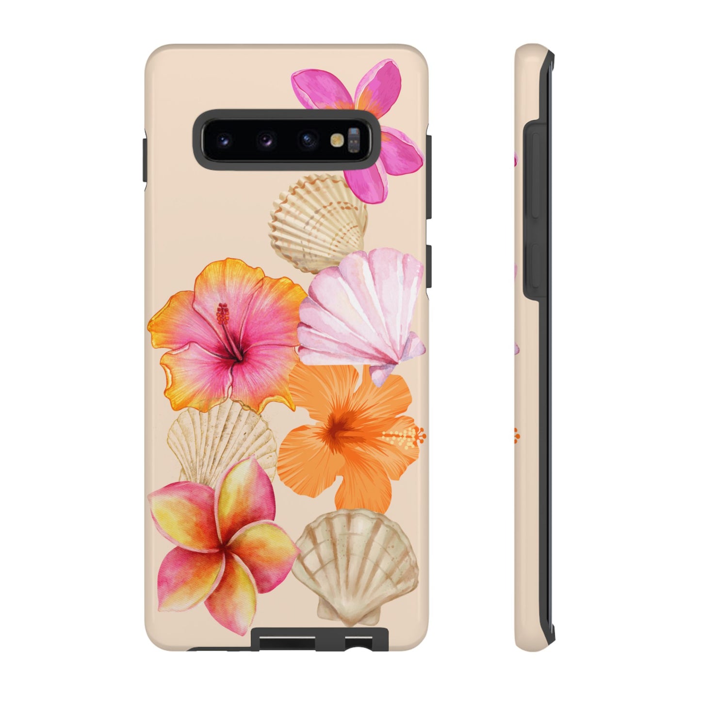 SAMSUNG Tropical Floral and Seashell Tough Phone Case l Vibrant Summer Accessory, Durable Tough Case for All Occasions