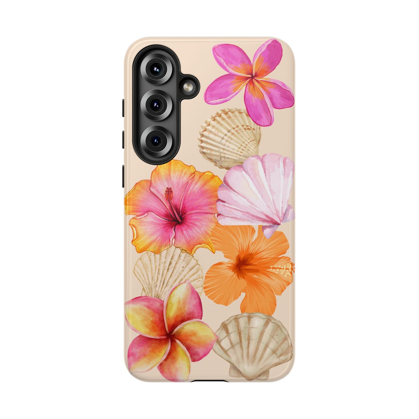 SAMSUNG Tropical Floral and Seashell Tough Phone Case l Vibrant Summer Accessory, Durable Tough Case for All Occasions
