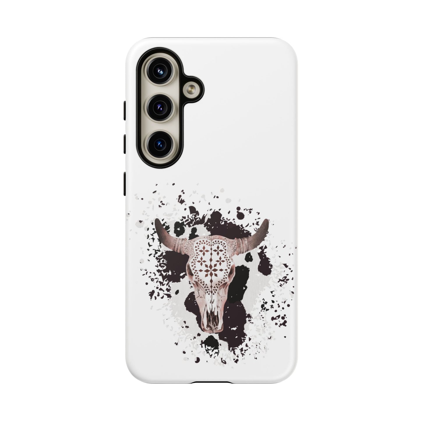 SAMSUNG Bull Skull with Cow Print Tough Phone Case l Gift for Him, Western Style