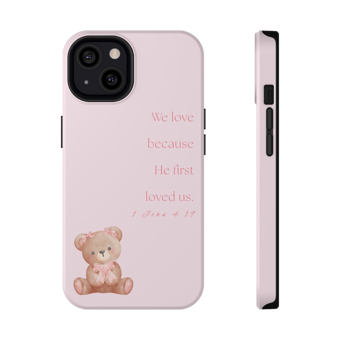 Cute Teddy Bear Phone Case - Inspirational Bible Verse Cover - Impact-Resistant Design