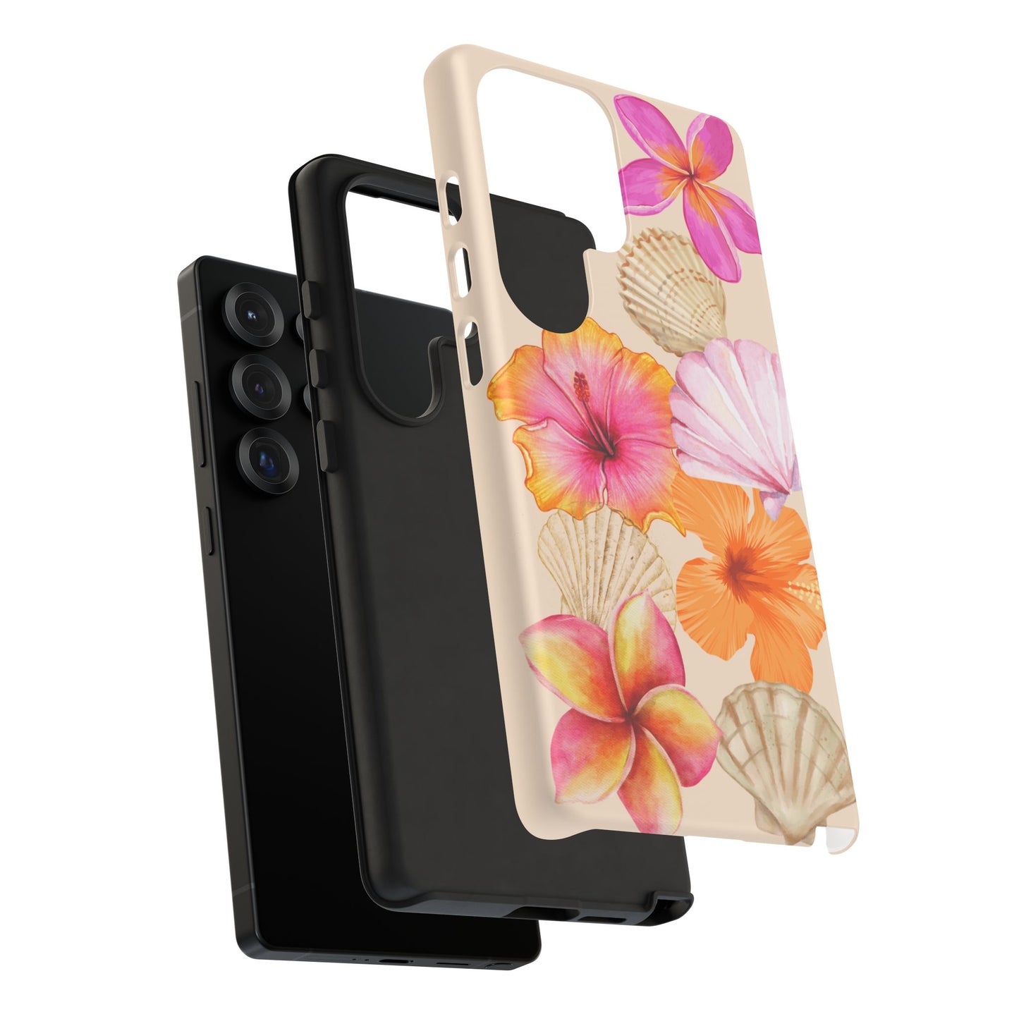 SAMSUNG Tropical Floral and Seashell Tough Phone Case l Vibrant Summer Accessory, Durable Tough Case for All Occasions