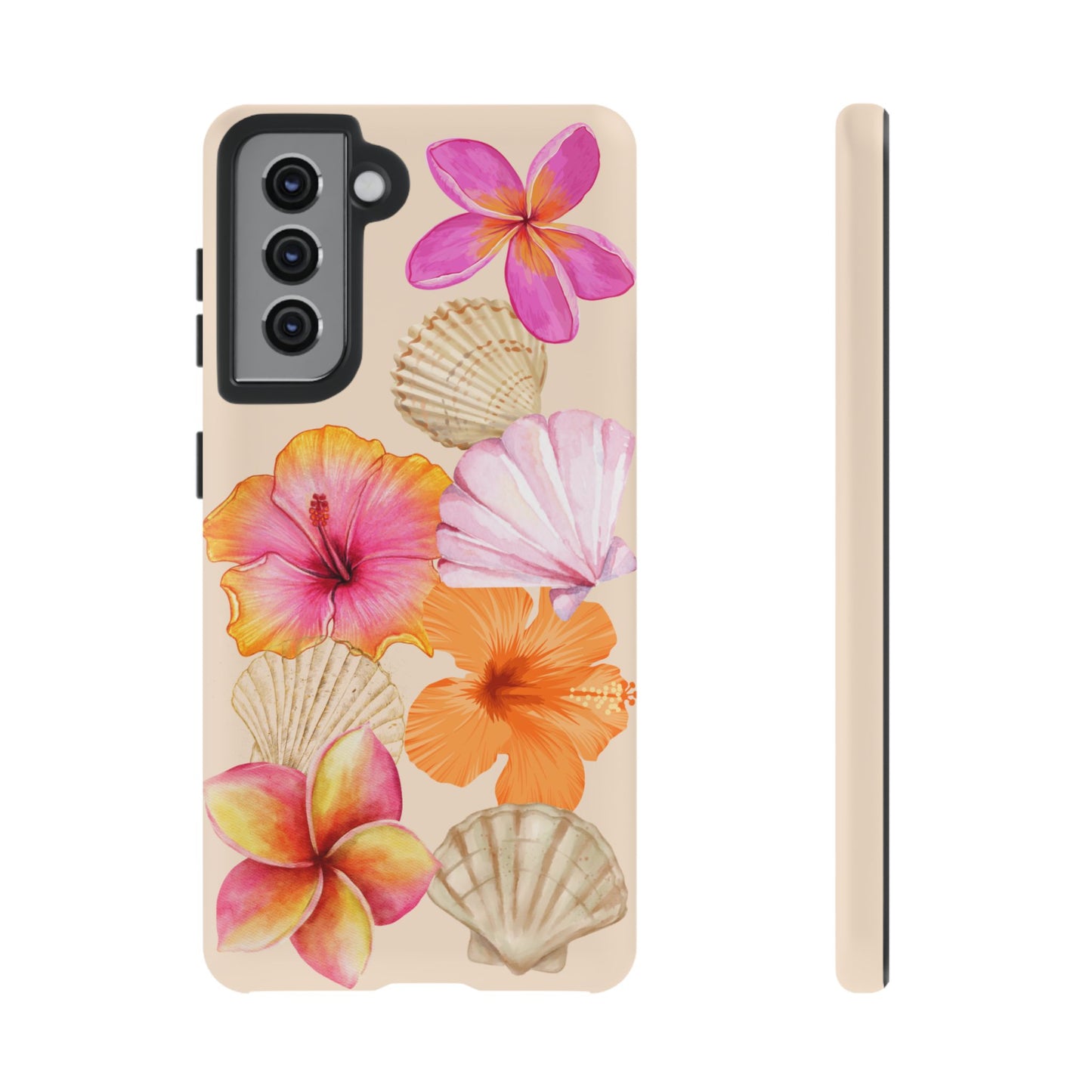 SAMSUNG Tropical Floral and Seashell Tough Phone Case l Vibrant Summer Accessory, Durable Tough Case for All Occasions