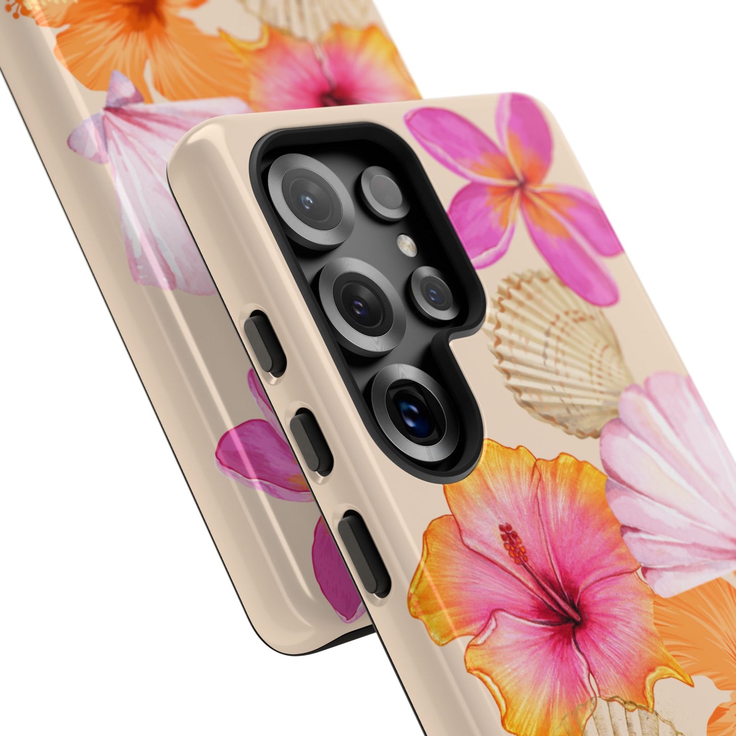 SAMSUNG Tropical Floral and Seashell Tough Phone Case l Vibrant Summer Accessory, Durable Tough Case for All Occasions