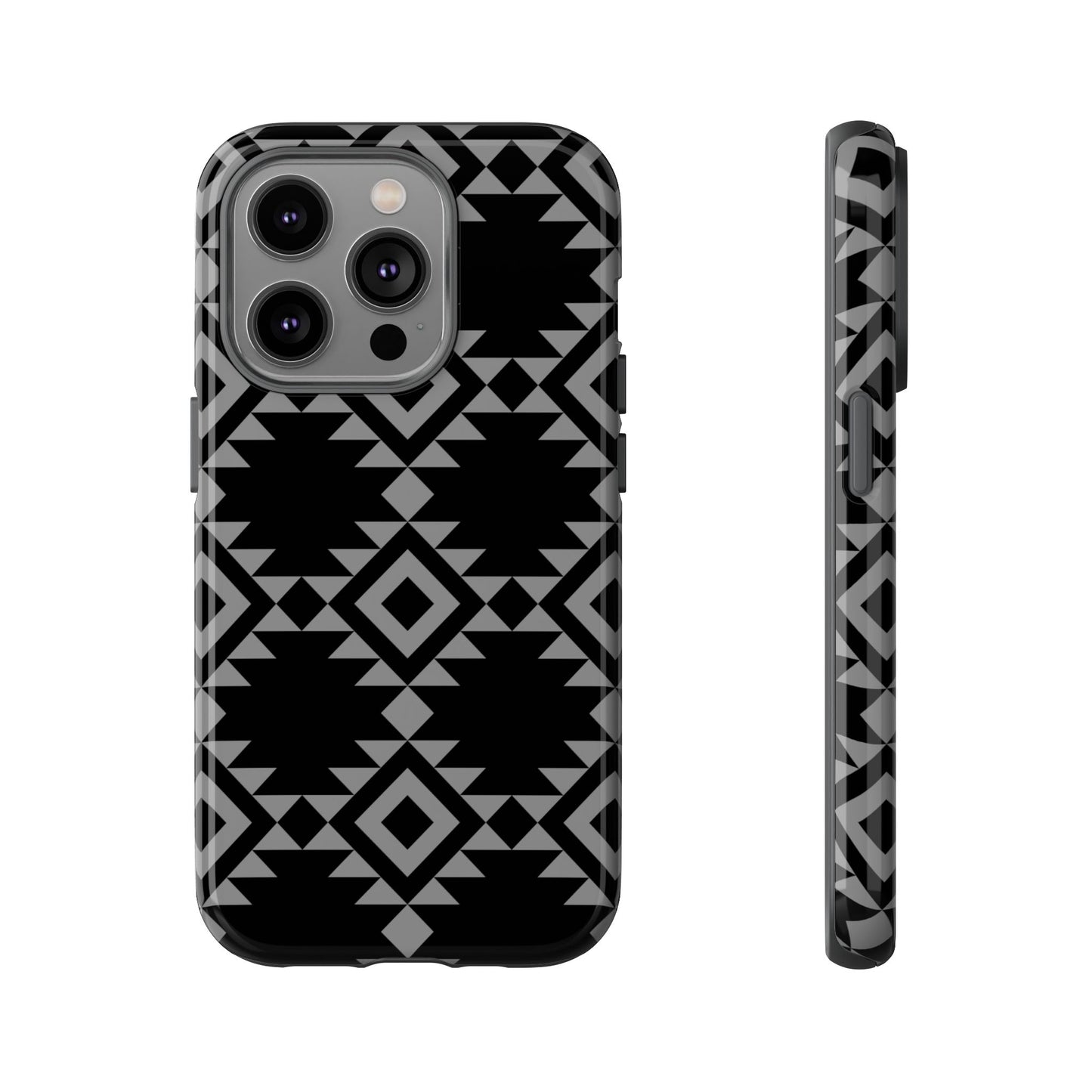 iPHONE Tribal Pattern Black and Grey Tough Phone Case | MADE FOR HIM AND HER