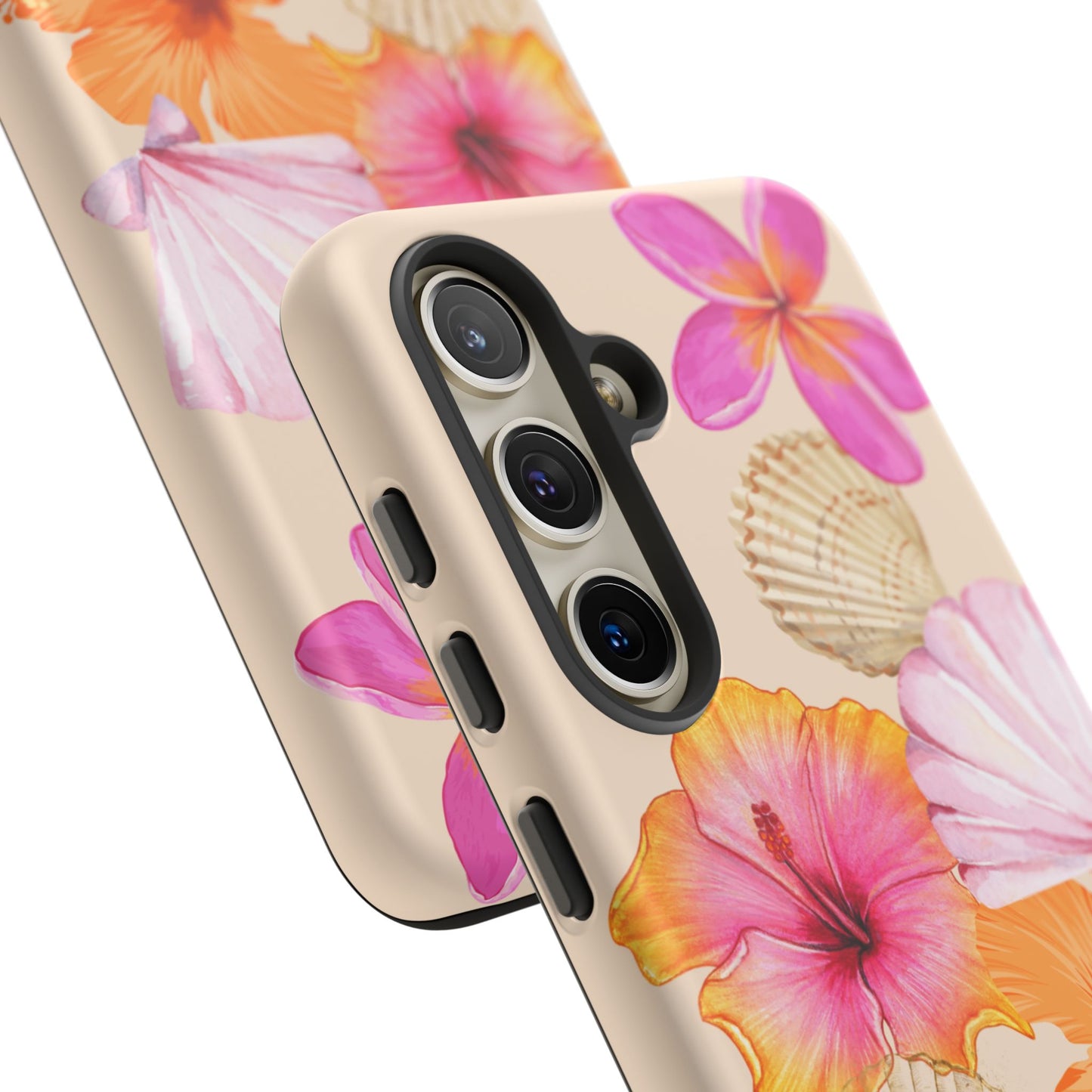 SAMSUNG Tropical Floral and Seashell Tough Phone Case l Vibrant Summer Accessory, Durable Tough Case for All Occasions