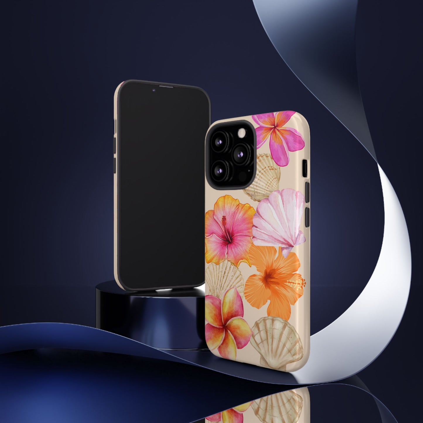 IPHONE Tropical Floral and Seashell Tough Phone Case l Vibrant Summer Accessory, Durable Tough Case for All Occasions