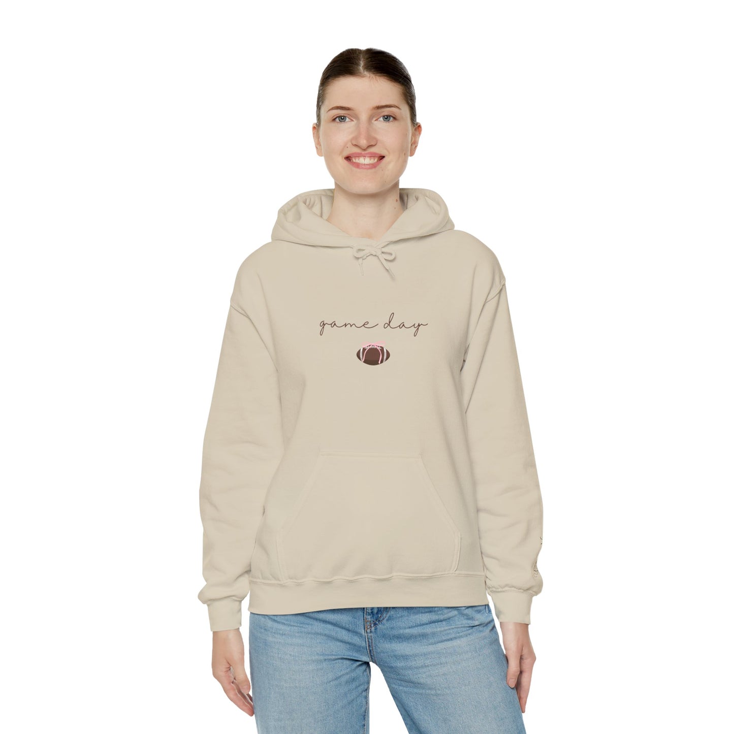 CUSTOMIZABLE "Game Day" Cozy Football Graphic Hoodie - Perfect for Game Day, Casual Wear, Gift for Sports Fans, Unisex Sweatshirt