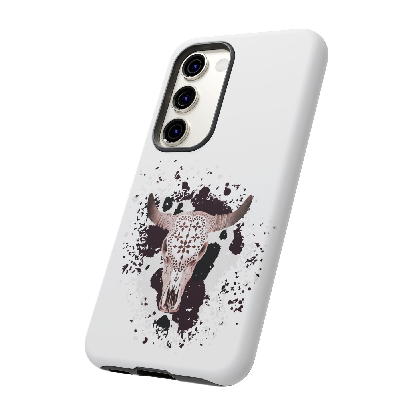 SAMSUNG Bull Skull with Cow Print Tough Phone Case l Gift for Him, Western Style