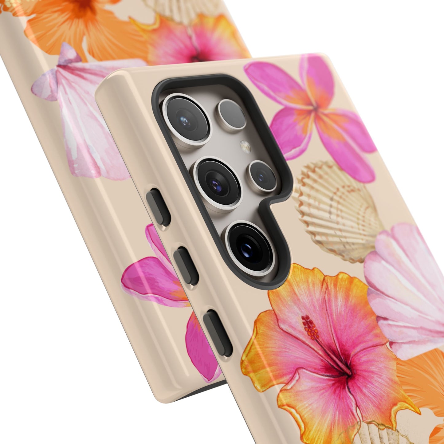SAMSUNG Tropical Floral and Seashell Tough Phone Case l Vibrant Summer Accessory, Durable Tough Case for All Occasions