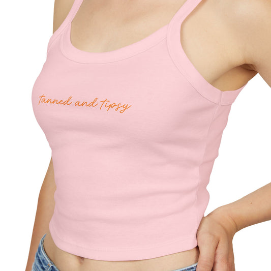 "Tanned and Tipsy" Trendy Women's Spaghetti Strap Tank Top - Summer Essential
