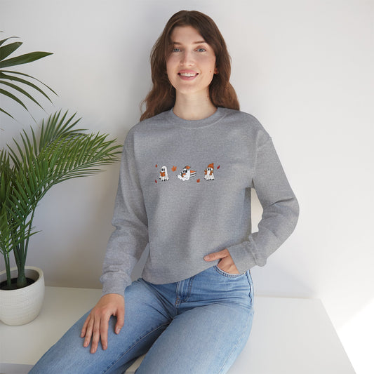 Cute Ghosts with Books Cozy Unisex Crewneck Sweatshirt l Perfect for Holidays, Casual Wear, Gifts, Winter, Relaxed Style