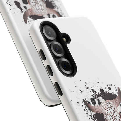 SAMSUNG Bull Skull with Cow Print Tough Phone Case l Gift for Him, Western Style