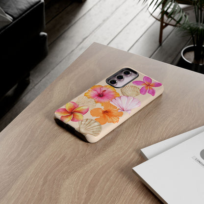 SAMSUNG Tropical Floral and Seashell Tough Phone Case l Vibrant Summer Accessory, Durable Tough Case for All Occasions