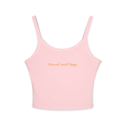 "Tanned and Tipsy" Trendy Women's Spaghetti Strap Tank Top - Summer Essential