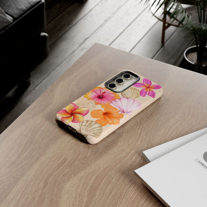 SAMSUNG Tropical Floral and Seashell Tough Phone Case l Vibrant Summer Accessory, Durable Tough Case for All Occasions