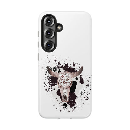 SAMSUNG Bull Skull with Cow Print Tough Phone Case l Gift for Him, Western Style