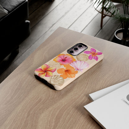 SAMSUNG Tropical Floral and Seashell Tough Phone Case l Vibrant Summer Accessory, Durable Tough Case for All Occasions