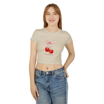 Cute Cherry Graphic Women's Baby Tee - "I'm Just a Girl"