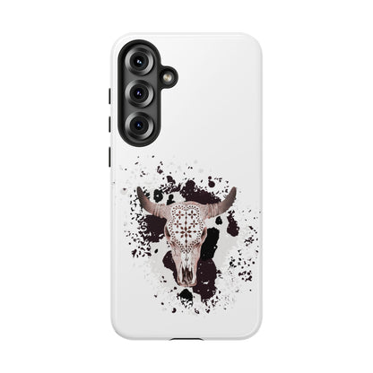 SAMSUNG Bull Skull with Cow Print Tough Phone Case l Gift for Him, Western Style