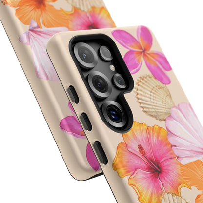 SAMSUNG Tropical Floral and Seashell Tough Phone Case l Vibrant Summer Accessory, Durable Tough Case for All Occasions