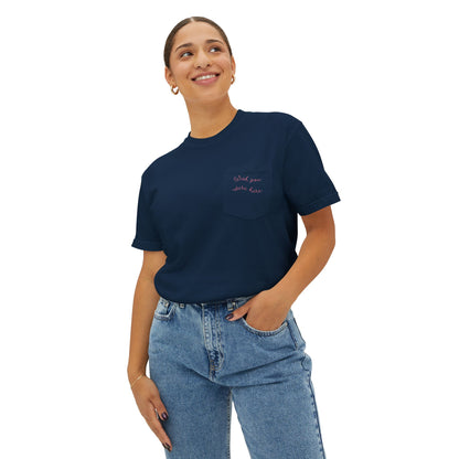 "Wish you were here" Unisex Garment-Dyed Pocket T-Shirt l Casual Everyday Tee, Comfortable Relaxed Fit