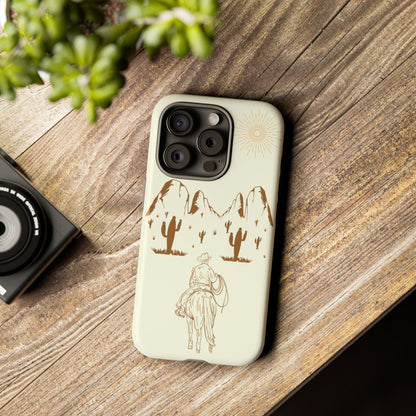 iPHONE Cowboy Riding into the Sunset Tough Phone Case