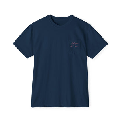 "Wish you were here" Unisex Garment-Dyed Pocket T-Shirt l Casual Everyday Tee, Comfortable Relaxed Fit