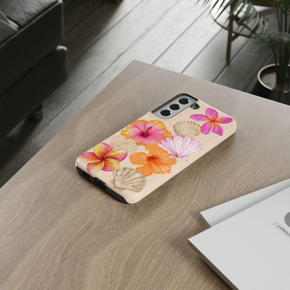 SAMSUNG Tropical Floral and Seashell Tough Phone Case l Vibrant Summer Accessory, Durable Tough Case for All Occasions