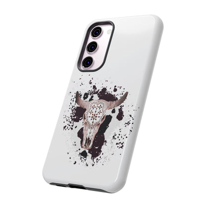 SAMSUNG Bull Skull with Cow Print Tough Phone Case l Gift for Him, Western Style