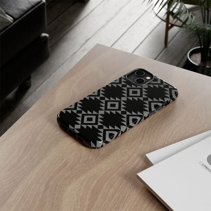 iPHONE Tribal Pattern Black and Grey Tough Phone Case | MADE FOR HIM AND HER