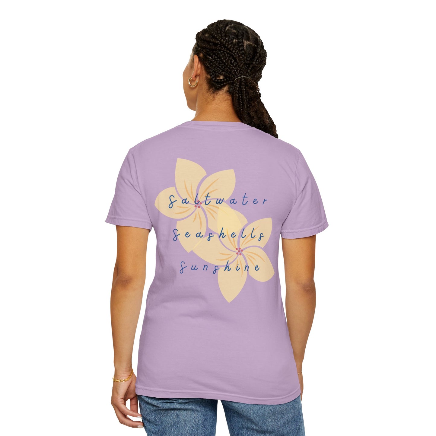 "Saltwater, Seashells, Sunshine" Garment-Dyed T-Shirt l Coastal Vibes, Relaxed Fit, Beachwear
